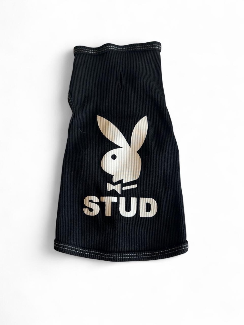 VTG Playboy Pets Black Ribbed "STUD" Dog Tank Top Shirt Size M